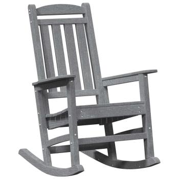 3 teiliges Garten Lounge Set Hellgrau HDPE, Garten Schaukelstuhl Hellgrau 70x92x108 cm HDPE, Adirondack Beistelltisch Hellgrau 38x38x45 cm HDPE