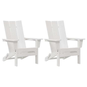 Faltbare Adirondack-Stühle 2 Stück Weiß 74.5x80.5x90 cm HDPE, Faltbarer Adirondack-Stuhl Weiß 74.5x80.5x90 cm HDPE