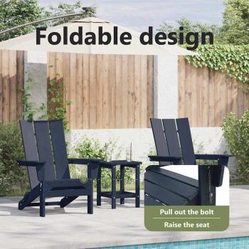 Faltbare Adirondack Stühle 2 Stück Marineblau 74.5x80.5x90 cm HDPE, Faltbarer Adirondack Stuhl Marineblau 74.5x80.5x90 cm HDPE