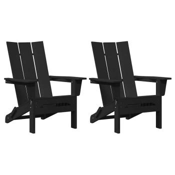 Faltbare Adirondack-Stühle 2 Stück Schwarz 74,5 x 80,5 x 90 cm HDPE, Faltbarer Adirondack-Stuhl Schwarz 74,5 x 80,5 x 90 cm HDPE