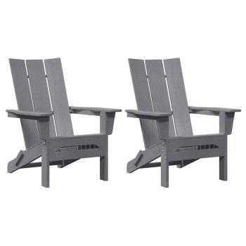 Faltbare Adirondack-Stühle 2 Stück Hellgrau 74.5x80.5x90 cm HDPE, Faltbarer Adirondack-Stuhl Hellgrau 74.5x80.5x90 cm HDPE