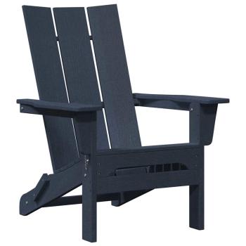 3-teiliges Garten-Loungeset Marineblau HDPE, faltbarer Adirondack-Stuhl Marineblau 74,5x80,5x90 cm HDPE, Adirondack-Beistelltisch Marineblau 38x38x46 cm HDPE