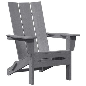 3-teiliges Garten-Lounge-Set Hellgrau HDPE, Faltbarer Adirondack-Stuhl Hellgrau 74,5x80,5x90 cm HDPE, Adirondack Beistelltisch Hellgrau 38x38x45 cm HDPE