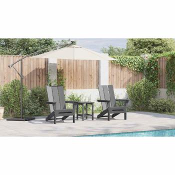 3-teiliges Garten-Lounge-Set Hellgrau HDPE, Faltbarer Adirondack-Stuhl Hellgrau 74,5x80,5x90 cm HDPE, Adirondack Beistelltisch Hellgrau 38x38x45 cm HDPE