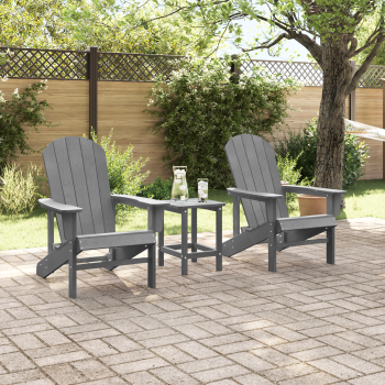 Adirondack Stühle 2 Stück Hellgrau 74x82x90 cm HDPE, Adirondack Stuhl Hellgrau 74x82x91 cm HDPE