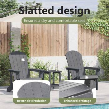 Adirondack Stühle 2 Stück Hellgrau 74x82x90 cm HDPE, Adirondack Stuhl Hellgrau 74x82x91 cm HDPE