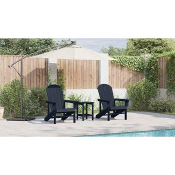 3-teiliges Gartenlounge-Set Marineblau HDPE, Adirondackstuhl Marineblau 74x82x91 cm HDPE, Adirondack-Beistelltisch Marineblau 38x38x46 cm HDPE