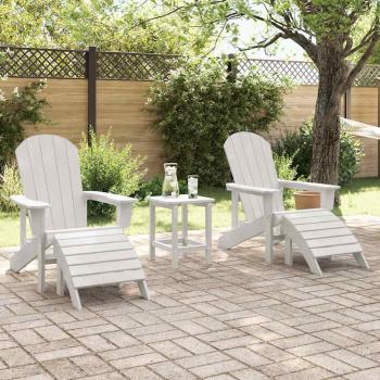 Adirondack-Stühle mit Fußstützen 2 Stück Weiß HDPE, Adirondack-Stuhl mit Fußstütze Weiß HDPE