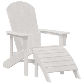 Adirondack-Stühle mit Fußstützen 2 Stück Weiß HDPE, Adirondack-Stuhl mit Fußstütze Weiß HDPE