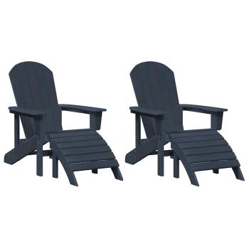 Adirondack-Stühle mit Fußstützen 2 Stk Marineblau HDPE, Adirondack-Stuhl mit Fußstütze Marineblau HDPE
