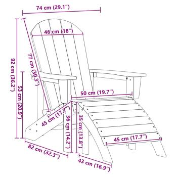 Adirondack-Stühle mit Fußrasten 2 Stück Schwarz HDPE, Adirondack-Stuhl mit Fußstütze Schwarz HDPE