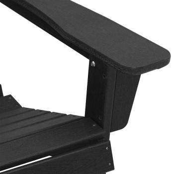 3-teiliges Garten Lounge Set Schwarz HDPE, Adirondack Stuhl mit Fußstütze Schwarz HDPE, Adirondack Beistelltisch Schwarz 38x38x45 cm HDPE