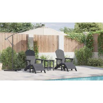 3-teiliges Garten-Lounge-Set Hellgrau HDPE, Adirondack-Stuhl mit Fußstütze Hellgrau HDPE, Adirondack-Beistelltisch Hellgrau 38x38x45 cm HDPE