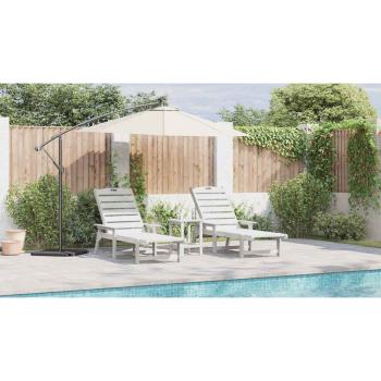 Sonnenliegen 2 Stk Weiß 162x53x98.5 cm HDPE, Sonnenliege Weiß 53x162x98.5 cm HDPE