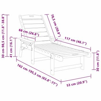 Sonnenliegen 2 Stk Marineblau 162x53x98.5 cm HDPE, Sonnenliege Marineblau 53x162x98.5 cm HDPE