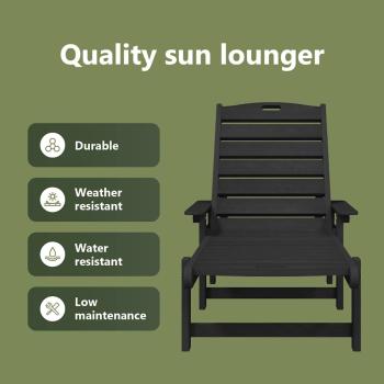 Sonnenliegen 2 Stück Schwarz 162x53x98,5 cm HDPE, Sonnenliege Schwarz 53x162x98,5 cm HDPE