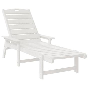 3-tlg. Garten Lounge Set Weiß HDPE, Sonnenliege Weiß 53x162x98.5 cm HDPE, Adirondack Beistelltisch Weiß 38x38x45 cm HDPE