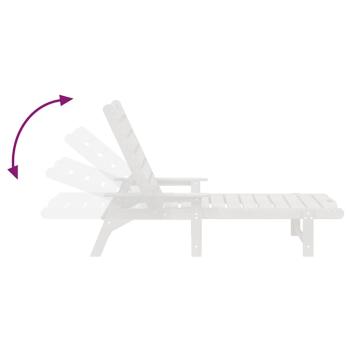 3-tlg. Garten Lounge Set Weiß HDPE, Sonnenliege Weiß 53x162x98.5 cm HDPE, Adirondack Beistelltisch Weiß 38x38x45 cm HDPE