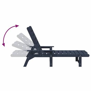 3-teiliges Garten-Lounge-Set Marineblau HDPE, Sonnenliege Marineblau 53x162x98.5 cm HDPE, Adirondack Beistelltisch Marineblau 38x38x46 cm HDPE