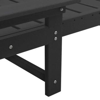 3-teiliges Gartenliege Set - Schwarz HDPE, Sonnenliege - Schwarz 53x162x98.5 cm HDPE, Adirondack Beistelltisch - Schwarz 38x38x45 cm HDPE