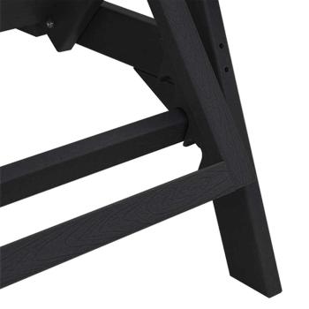 3-teiliges Gartenliege Set - Schwarz HDPE, Sonnenliege - Schwarz 53x162x98.5 cm HDPE, Adirondack Beistelltisch - Schwarz 38x38x45 cm HDPE