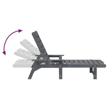 ARDEBO.de - 3-teiliges Garten-Loungeset Hellgrau HDPE, Sonnenliege Hellgrau 53x162x98.5 cm HDPE, Adirondack-Seitentisch Hellgrau 38x38x45 cm HDPE