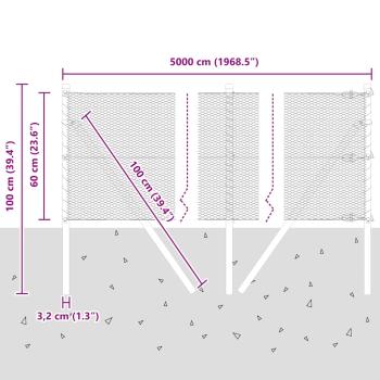 Bodenmontierter Sechseckzaun 50 x 0,6 m PVC-beschichteter Stahl