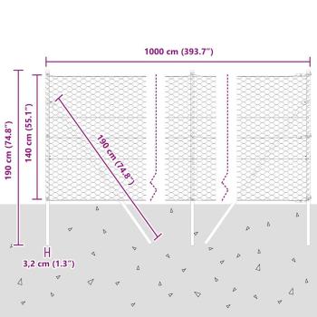 Bodenmontierter Sechseckzaun 10 x 1,4 m PVC-beschichteter Stahl