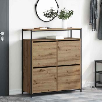 ARDEBO.de - Schuhschrank mit 4 Klappen-Armen Artisan Eiche 100x34x112 cm