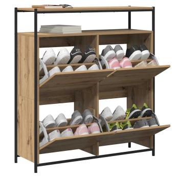 Schuhschrank mit 4 Klappen-Armen Artisan Eiche 100x34x112 cm