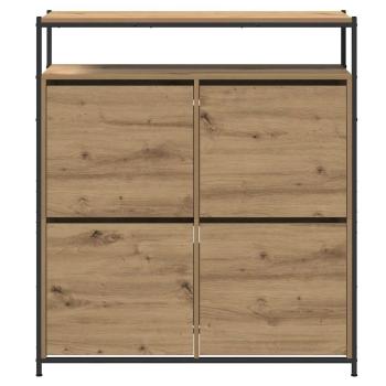 Schuhschrank mit 4 Klappen-Armen Artisan Eiche 100x34x112 cm