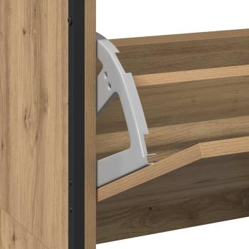 Schuhschrank mit 4 Klappen-Armen Artisan Eiche 100x34x112 cm
