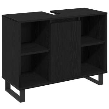 3-teiliges Badezimmermöbel Set Schwarze Eiche Holzwerkstoff, Badezimmer Schrank Schwarze Eiche 30x30x190 cm Holzwerkstoff, Badezimmer Schrank Schwarze Eiche 30x30x100 cm Holzwerkstoff