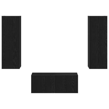 4-teiliger TV-Schranksatz Schwarzeiche Holzwerkstoff, TV-Wandschränke (2er Set) - Schwarzeiche, 80x30x30 cm, aus Holzwerkstoff, wandmontierte TV-Schränke - 2 Stück Schwarzeiche, 30.5x30x90 cm, aus Holzwerkstoff