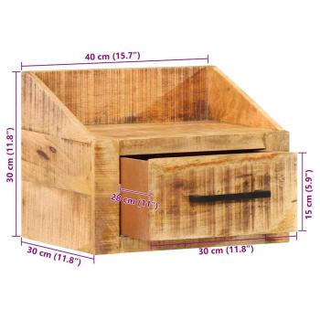 Nachttisch 40x30x30 cm Massivholz Rohes Mango