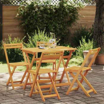 ARDEBO.de - 5-teiliges Klapp-Bistro Set aus solidem Akazienholz