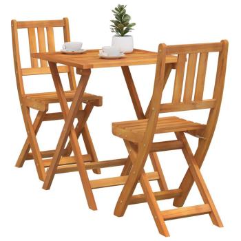 3-teiliges Faltbares Bistro Set aus Massivholz Akazie
