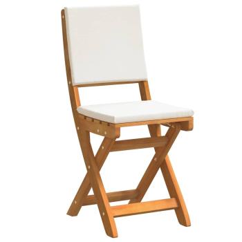 3-teiliges Faltbares Bistro-Set mit Kissen aus solidem Akazienholz