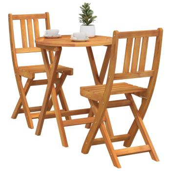 3-teiliges Klapp Bistro Set aus massivem Akazienholz