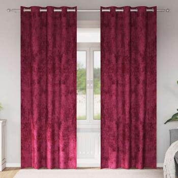 ARDEBO.de - Velvet Vorhänge 2 Stück mit Ösen Burgunderrot 260x140 cm