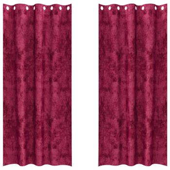 Velvet Vorhänge 2 Stück mit Ösen Burgunderrot 260x140 cm