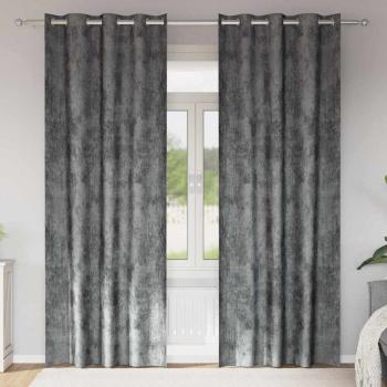 ARDEBO.de - Samtvorhänge 2 Stück mit Ösen Grau 245x140 cm