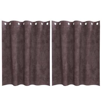 Samtvorhänge 2 Stück mit Ösen Braun 140x140 cm