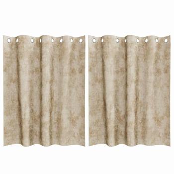 Samtvorhänge 2 Stück mit Ösen Creme 140x140 cm