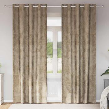 ARDEBO.de - Velvet Vorhänge 2 Stück mit Ösen Champagner 245x140 cm