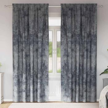 ARDEBO.de - Samtkurzen 2 Stk mit Stangentaschen Silbergrau 245x140 cm