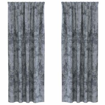 Samtkurzen 2 Stk mit Stangentaschen Silbergrau 245x140 cm