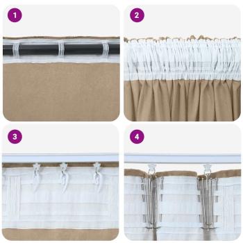 Samtgardinen 2er Set mit Stangentaschen Champagner 225x140 cm