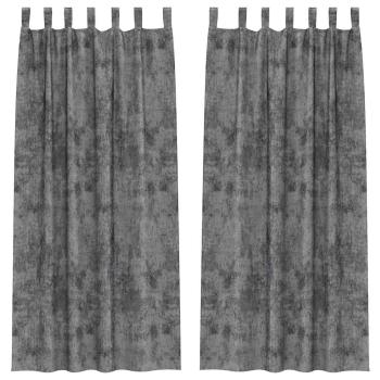 Samtvorhänge 2 Stück mit Ösen Grau 260x140 cm