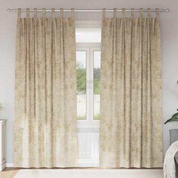 ARDEBO.de - Veloursvorhänge 2 Stück mit Ösen Creme 225x140 cm